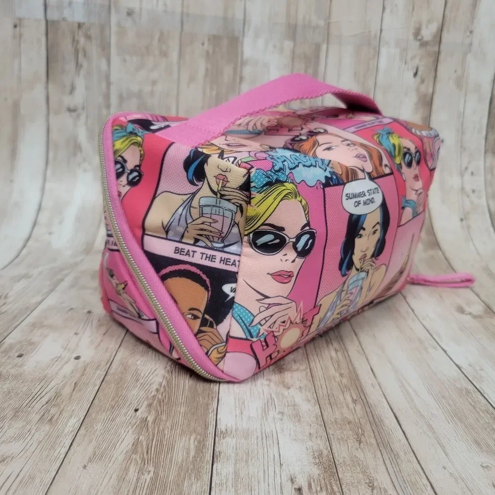 Estee Lauder Pink Comic Cosmetic Make Up Bag Tote